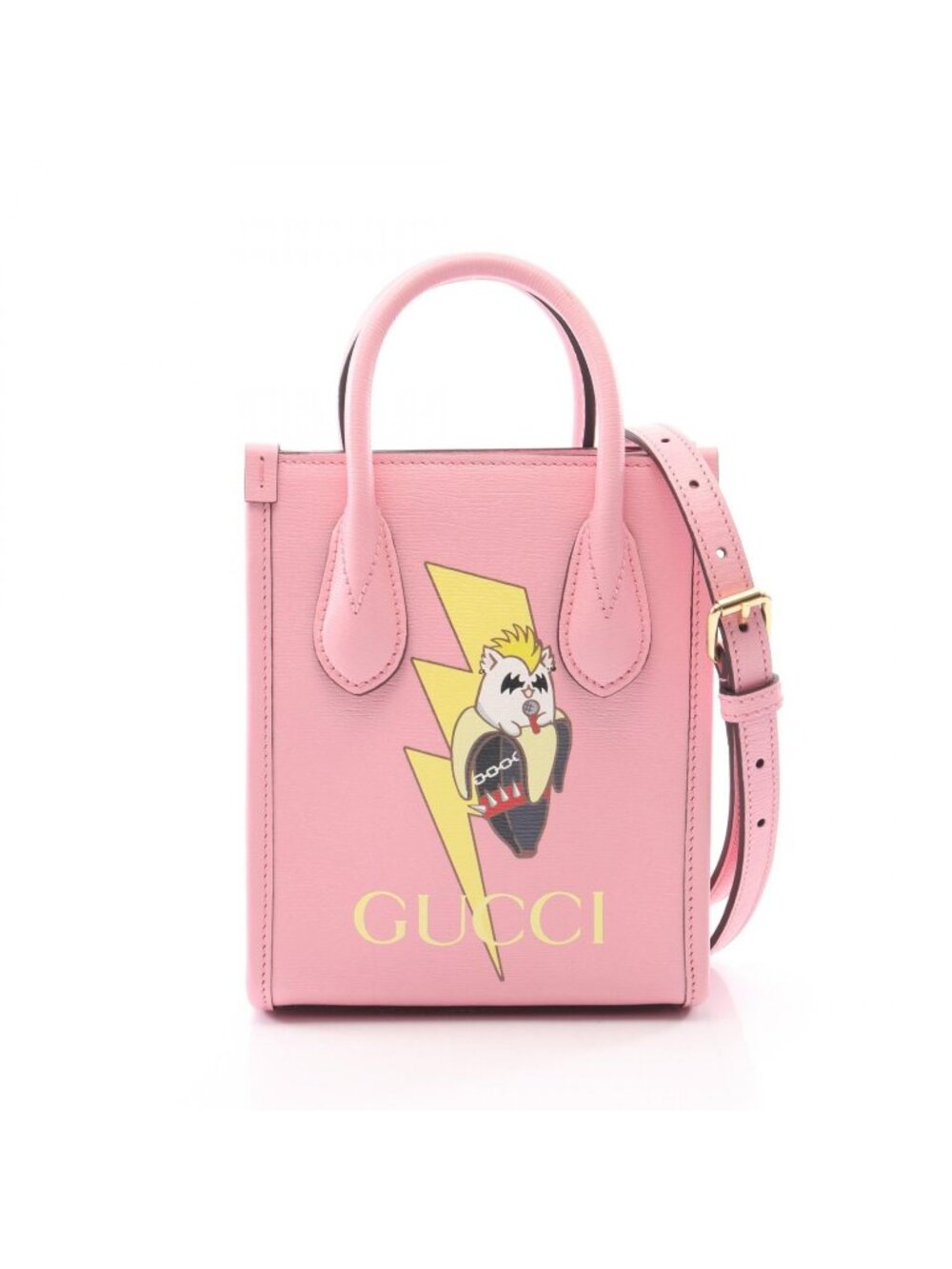 Gucci Handbag Bananya Mini Tote 2-Way Pink Multi Leather Collaboration Shoulder